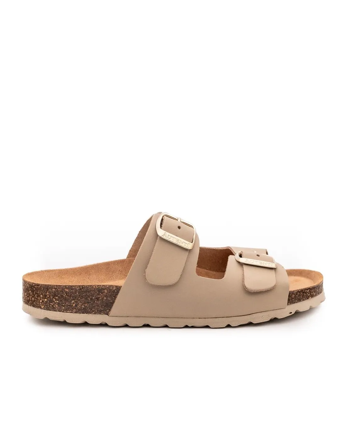 SANDALIA HEBILLAS PIEL MUJER AUTENTI 11096 TOPO