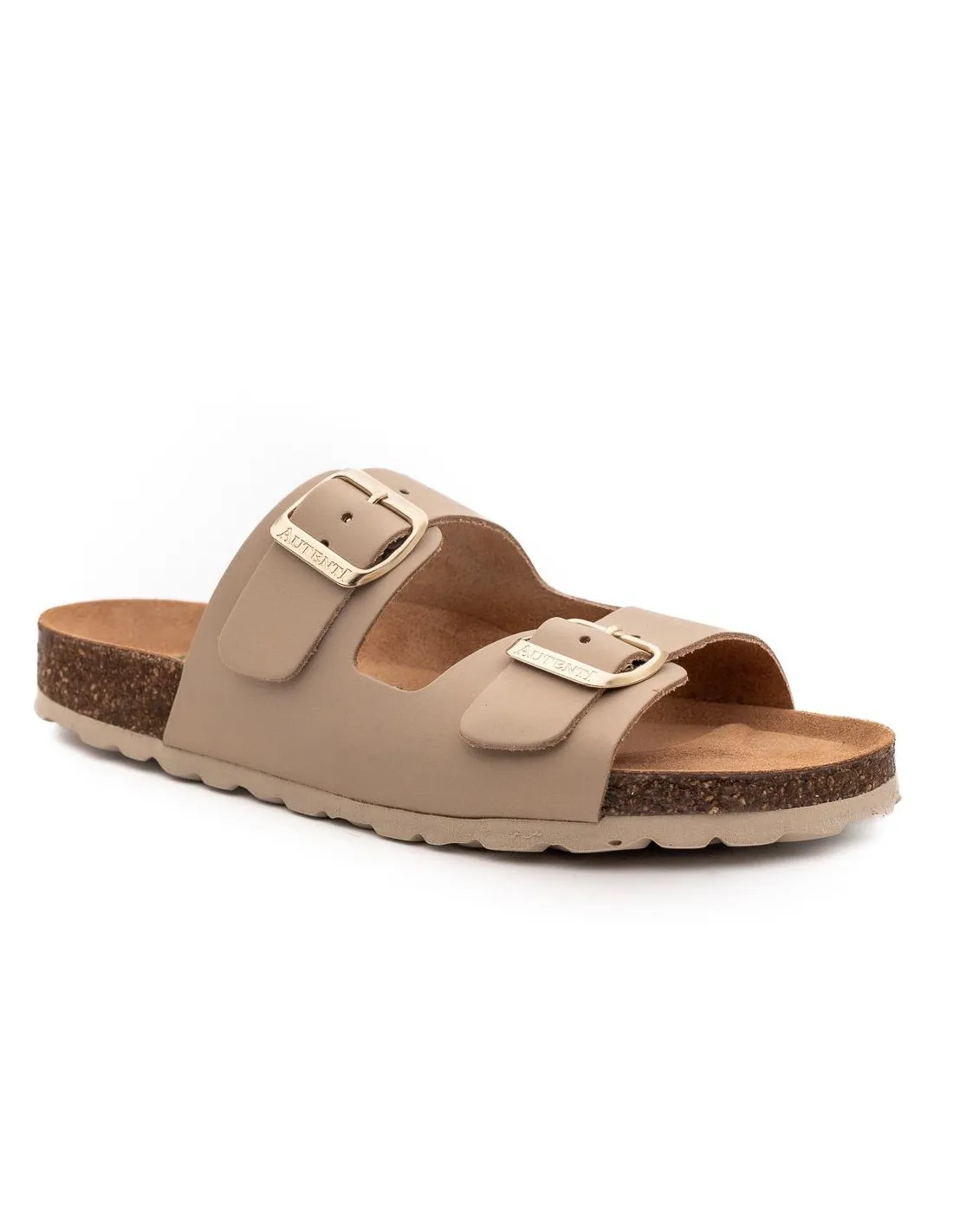 SANDALIA HEBILLAS PIEL MUJER AUTENTI 11096 TOPO