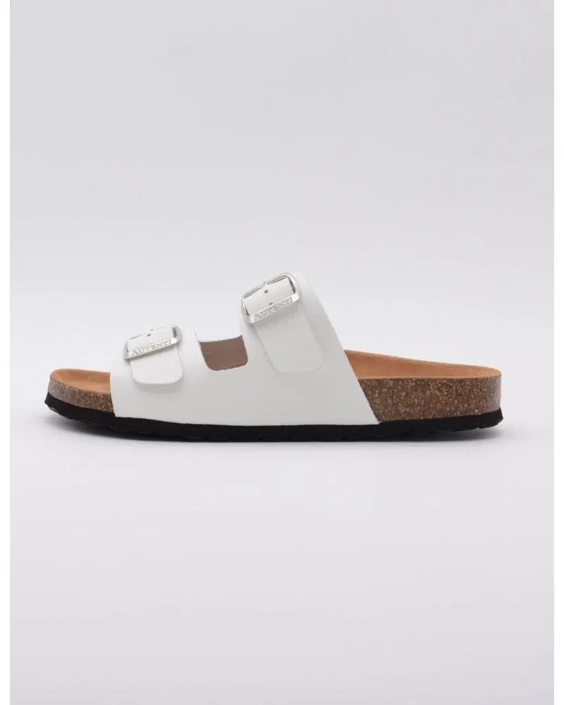 Sandalias AUTENTI  de Mujer 11096 BIO PLANO HEBILLAS PIEL  BLANCO