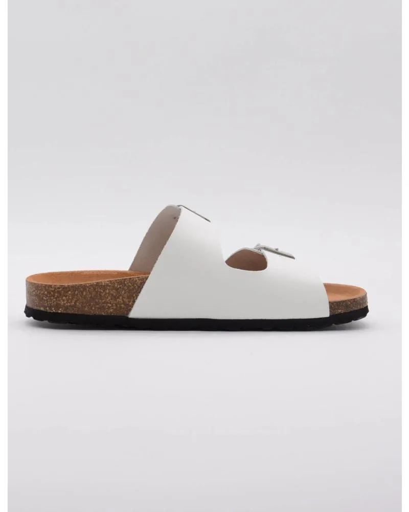 Sandalias AUTENTI  de Mujer 11096 BIO PLANO HEBILLAS PIEL  BLANCO