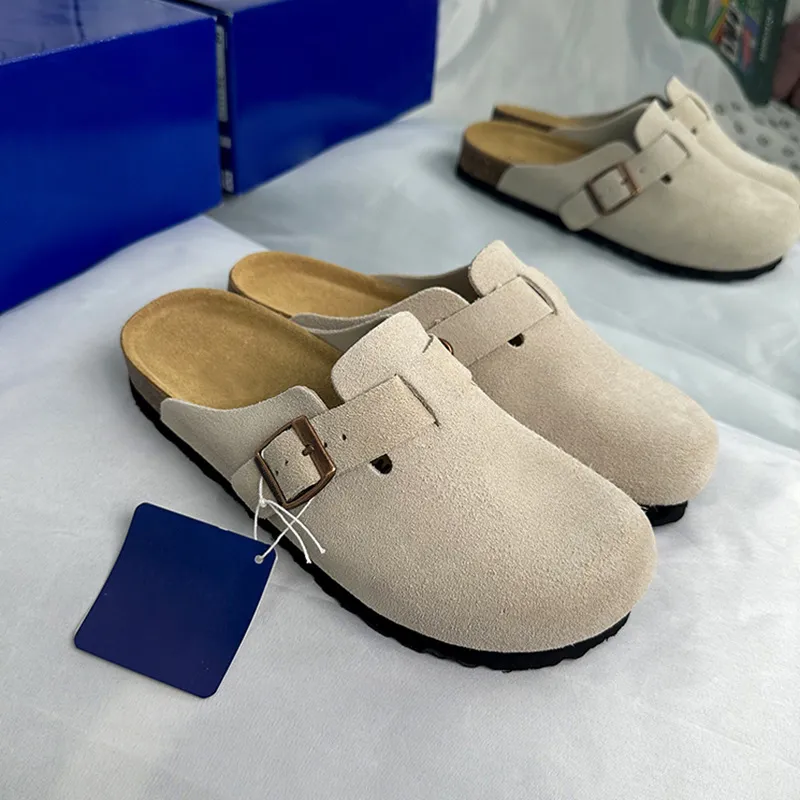 Sandalias de diseñador de moda Cork Flat Sole Tobles Tobogados Men Mujeres Pink Gray Rojo Marrón Blanco Blanco Green Slippers Pl