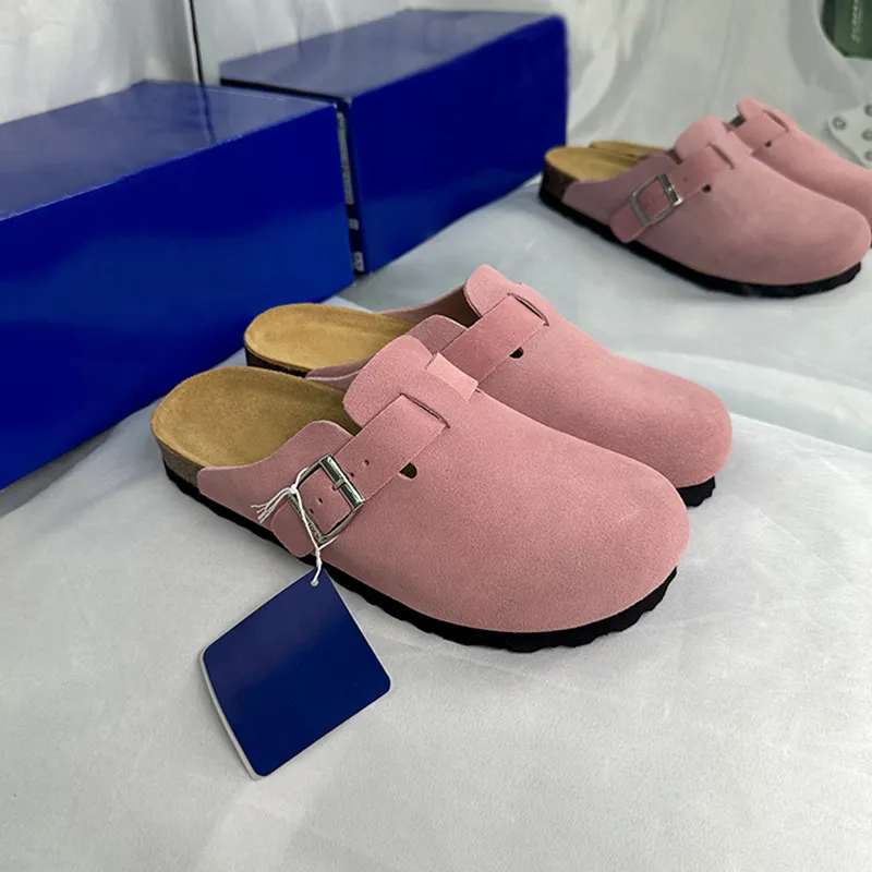 Sandalias de diseñador de moda Cork Flat Sole Tobles Tobogados Men Mujeres Pink Gray Rojo Marrón Blanco Blanco Green Slippers Pl