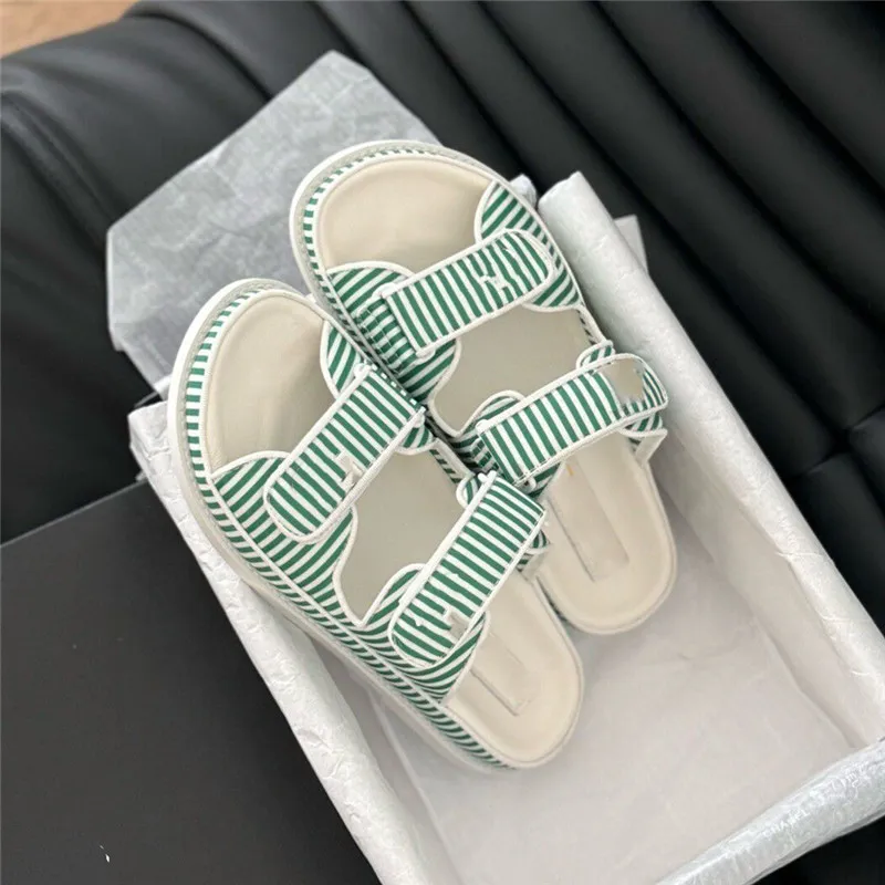 Sandalias Sandalias Slippers Papá Sandalias Sandalias Diseñador Famosa Sandalia Verde Verde Mula Slada de toba