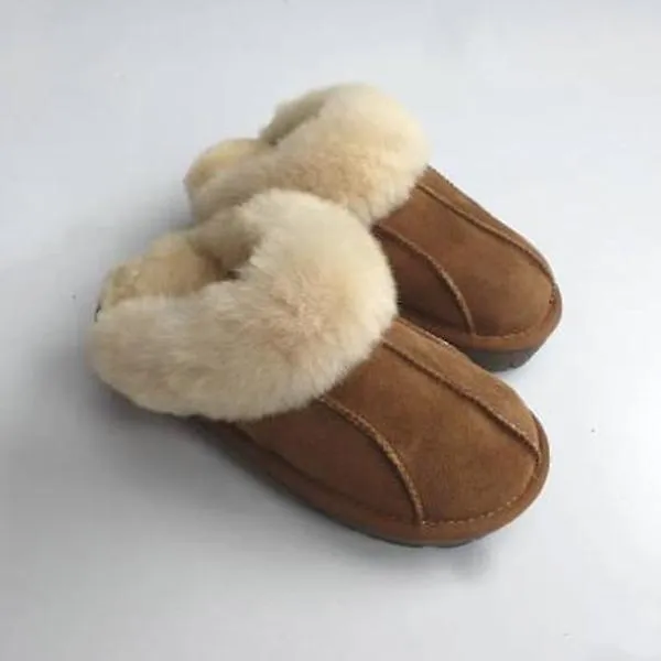 Sheepskin Slippers Brown Slippers Indoor Shoes In Genuine Sheepskin: 3637