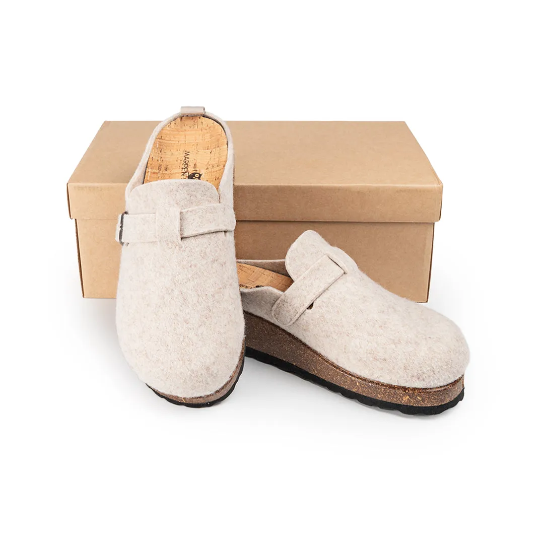 Slippers BIO Fieltro Beig Claro con hebilla