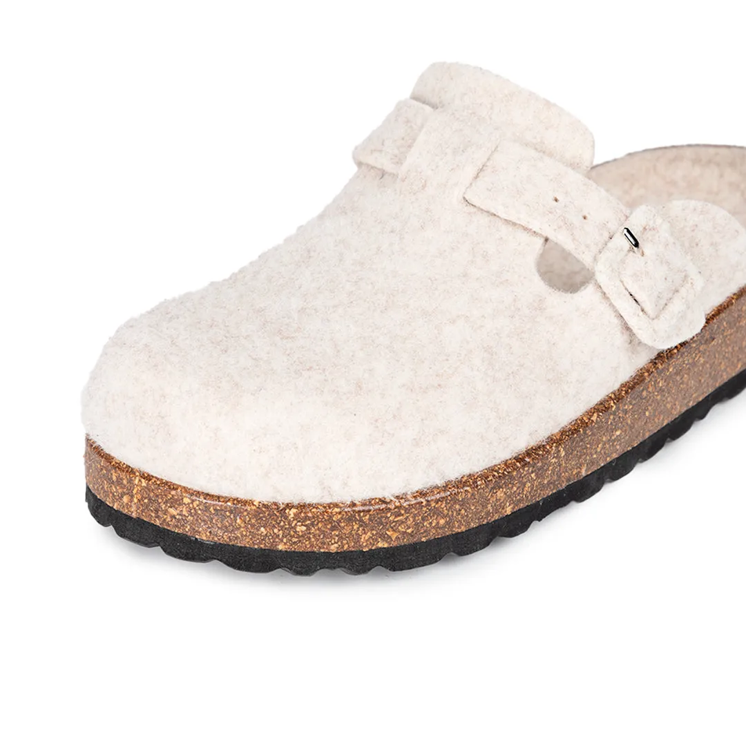 Slippers BIO Fieltro beig con hebilla de ante
