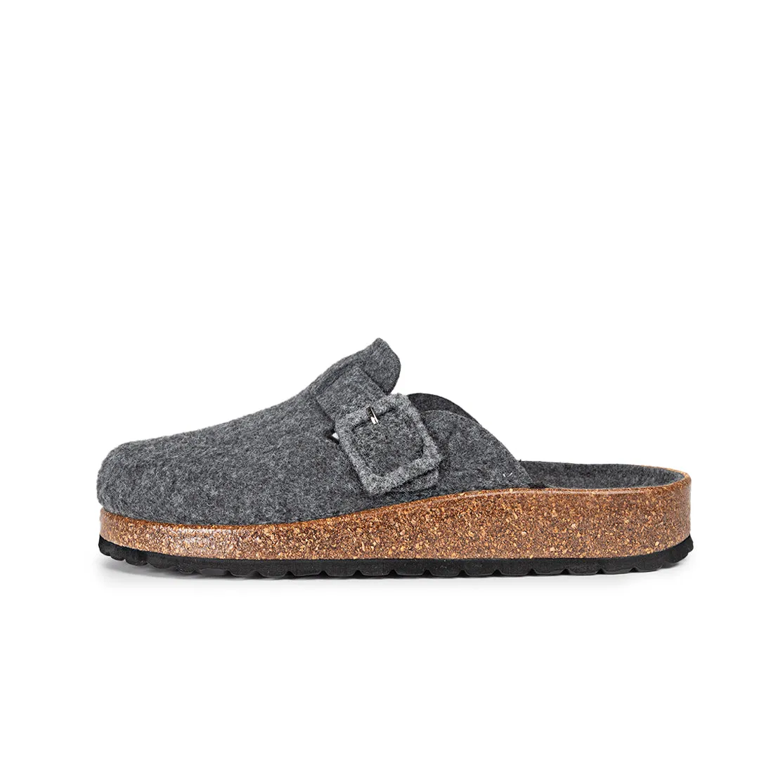 Slippers BIO Fieltro gris antracita con hebilla de ante