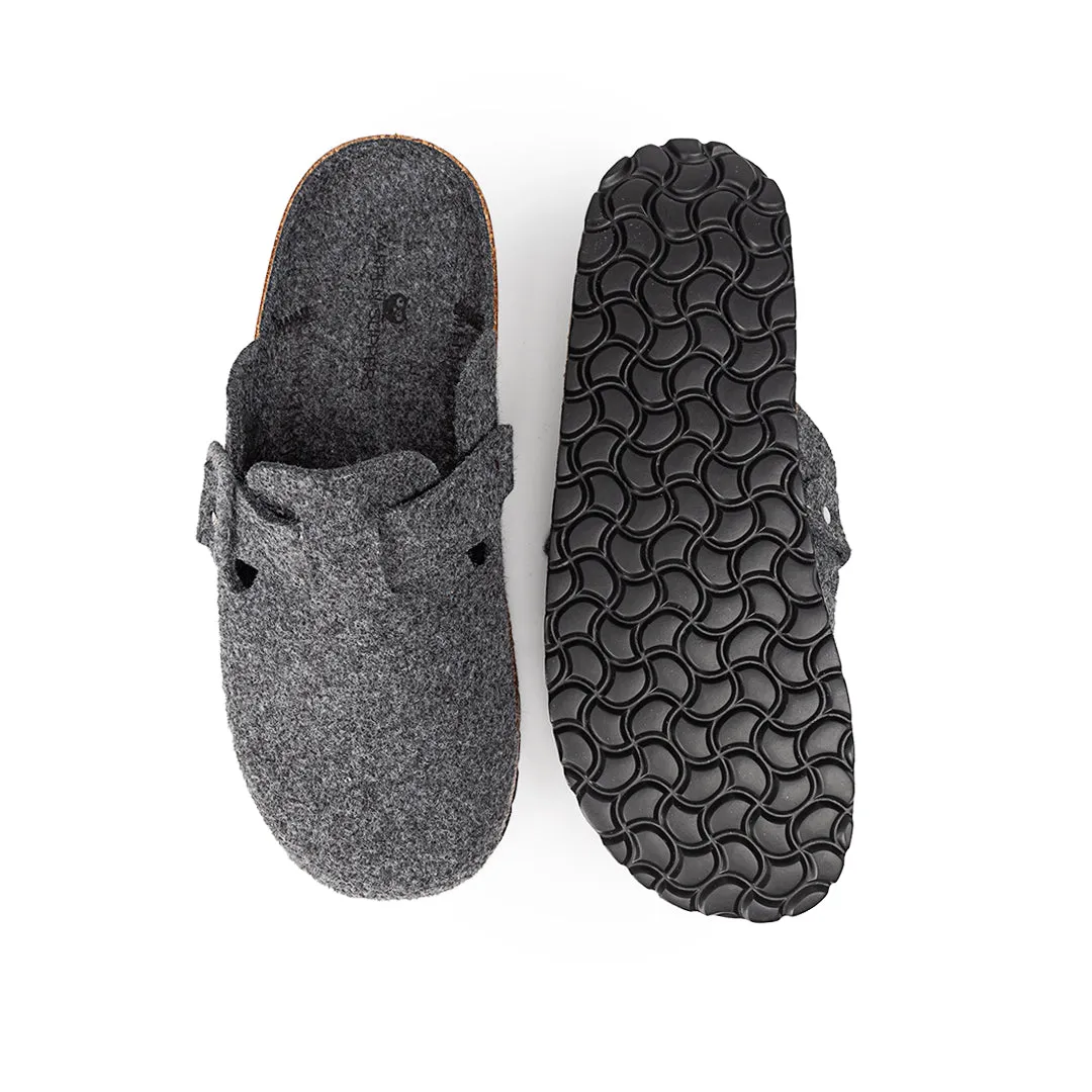Slippers BIO Fieltro gris antracita con hebilla de ante