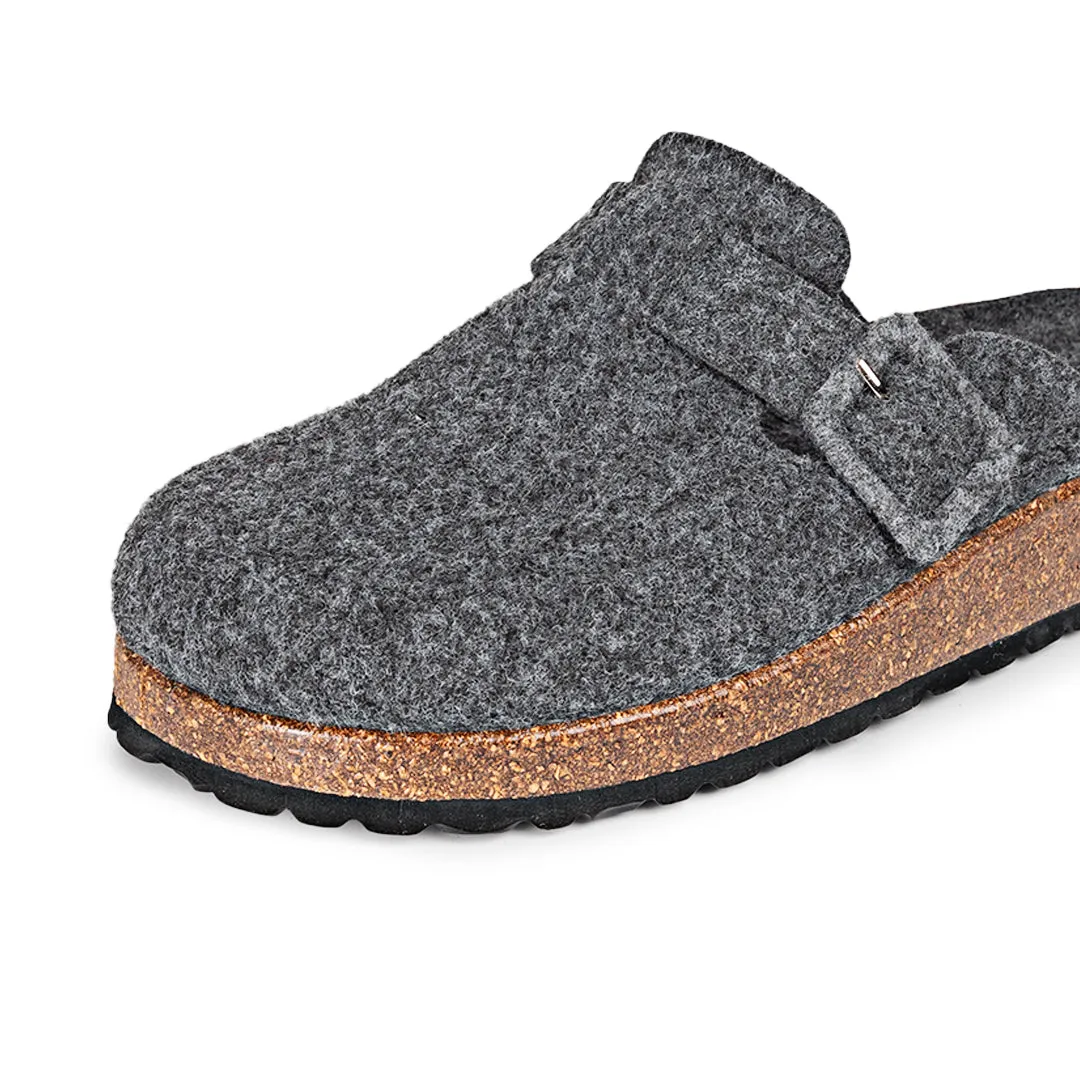 Slippers BIO Fieltro gris antracita con hebilla de ante
