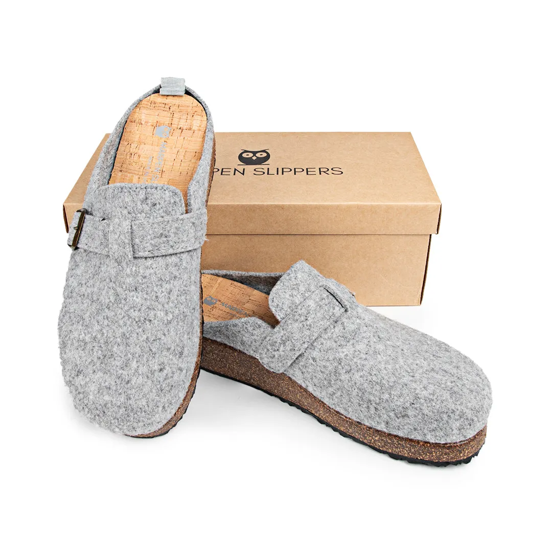Slippers BIO Fieltro Gris Claro con hebilla