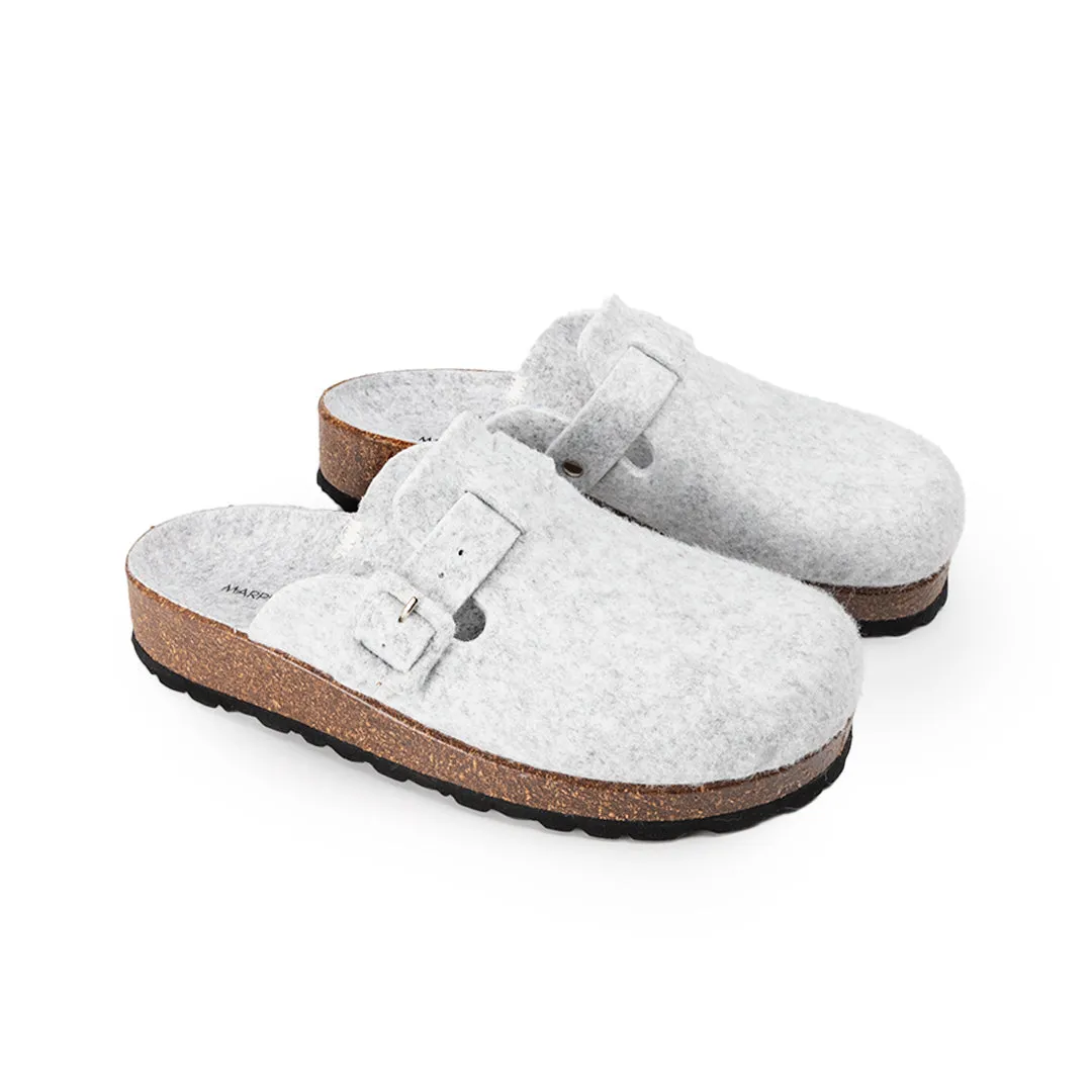 Slippers BIO Fieltro gris con hebilla de ante