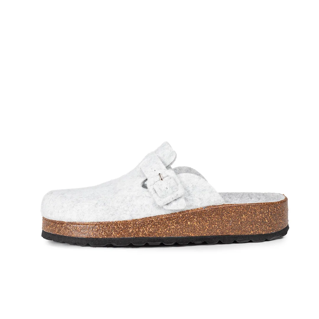 Slippers BIO Fieltro gris con hebilla de ante