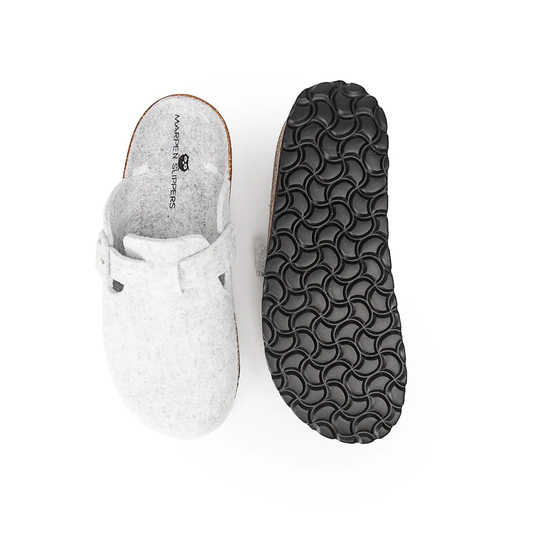 Slippers BIO Fieltro gris con hebilla de ante