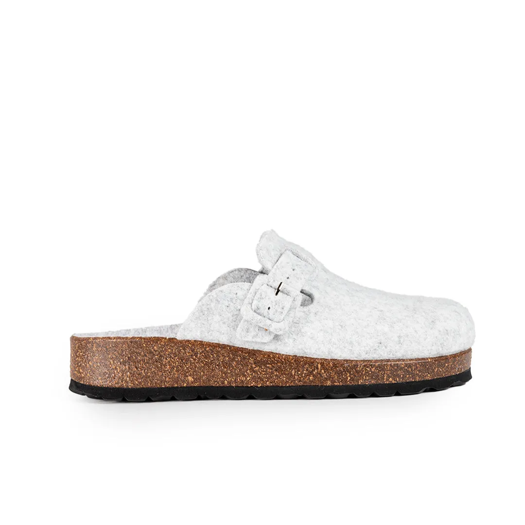 Slippers BIO Fieltro gris con hebilla de ante