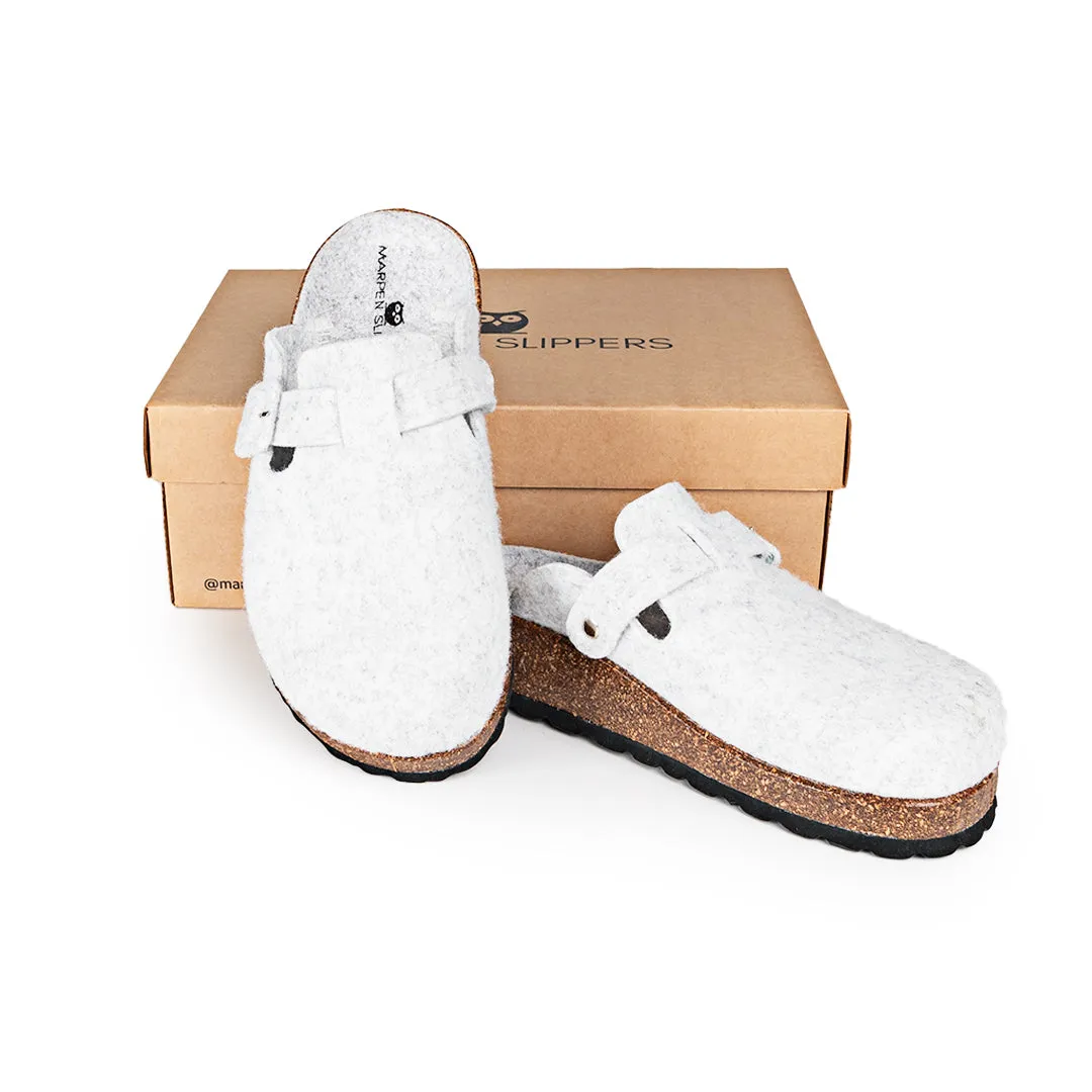 Slippers BIO Fieltro gris con hebilla de ante