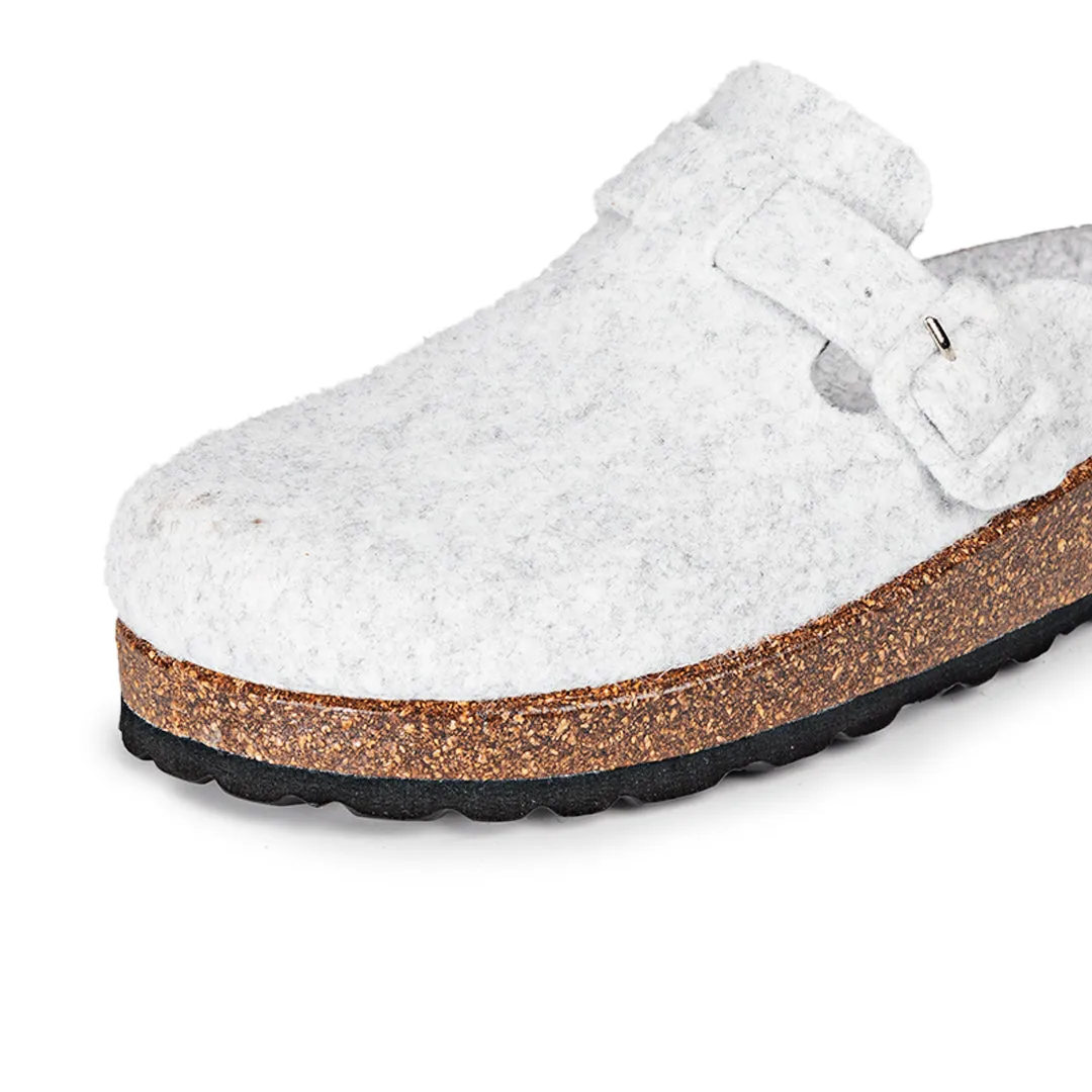 Slippers BIO Fieltro gris con hebilla de ante