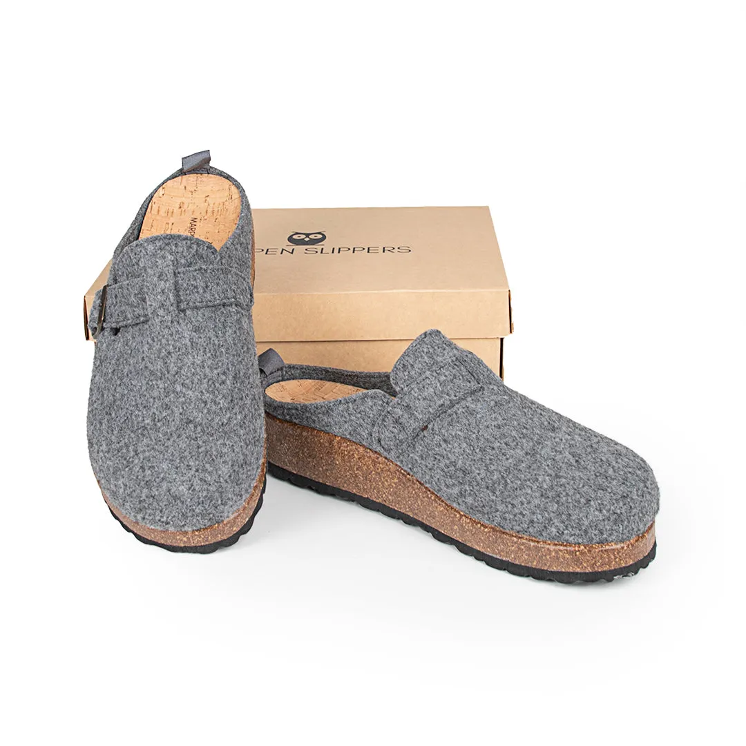 Slippers BIO Fieltro Gris con hebilla