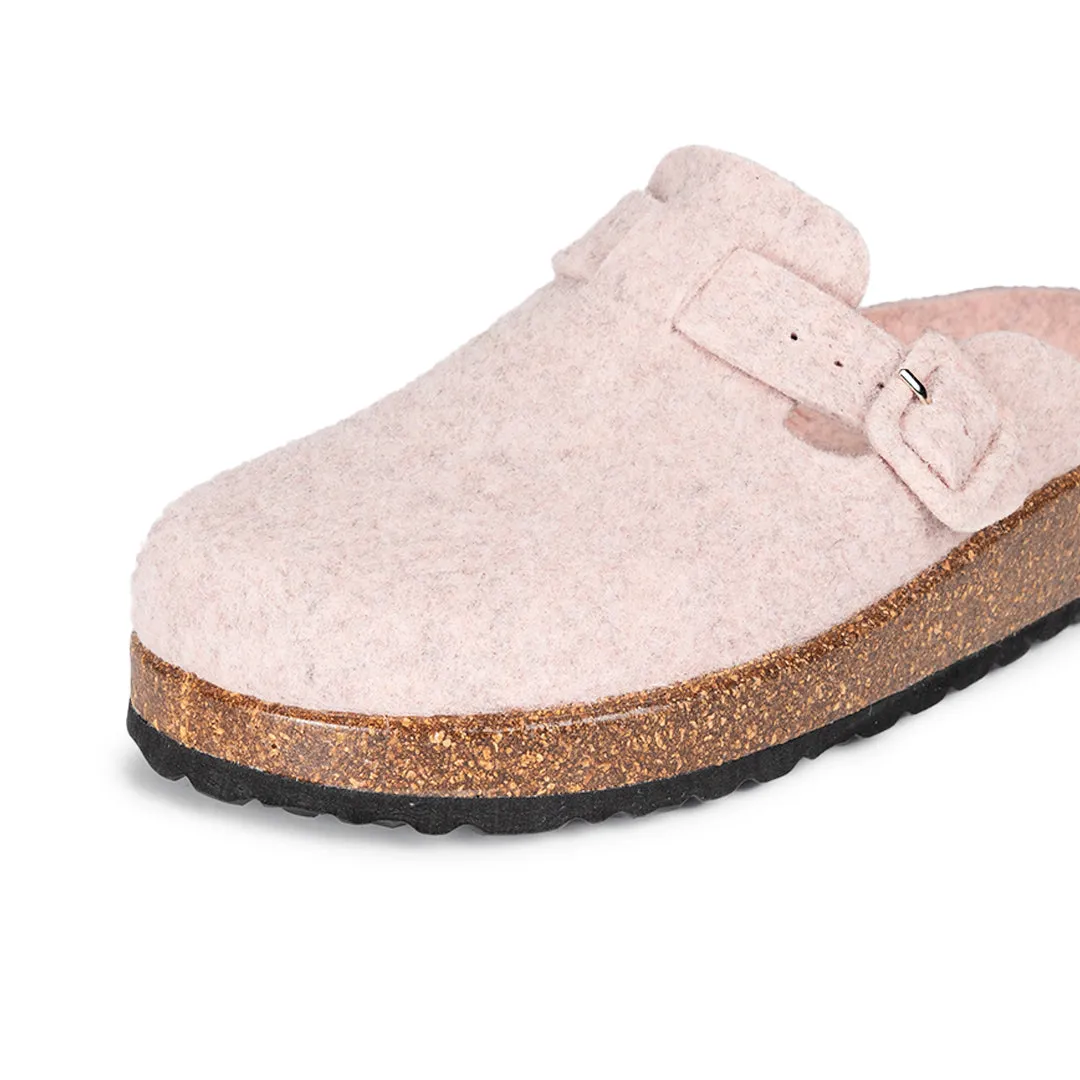 Slippers BIO Fieltro rosa con hebilla de ante