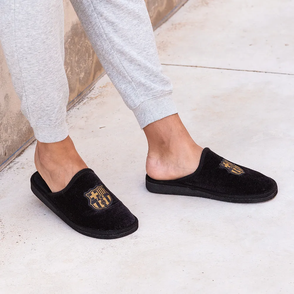 Slippers FC Barcelona Suatex Ligeras y Lisas en Negro