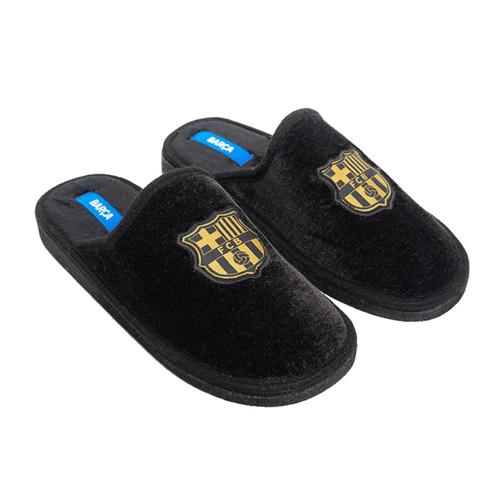 Slippers FC Barcelona Suatex Ligeras y Lisas en Negro