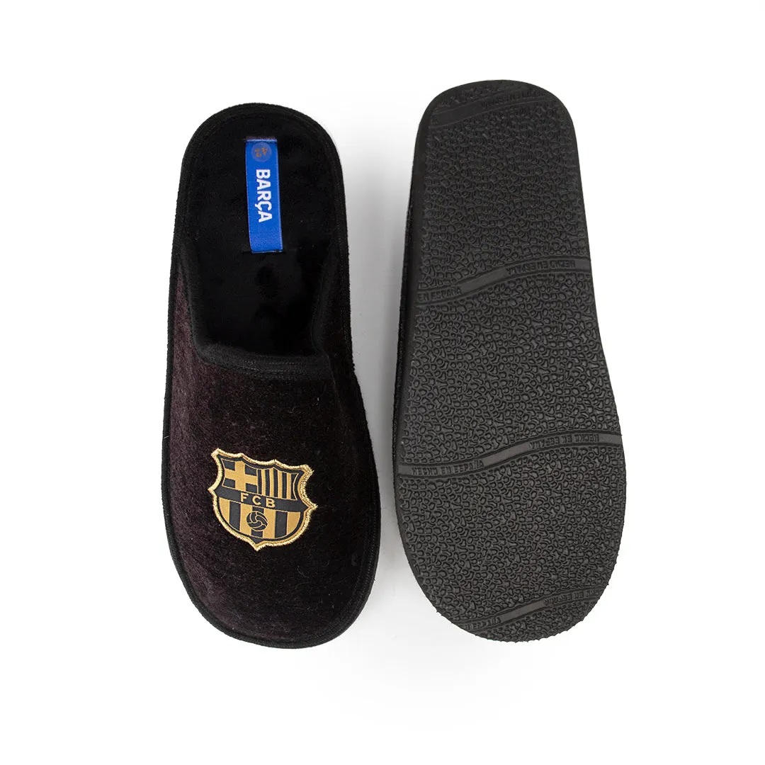 Slippers FC Barcelona Suatex Ligeras y Lisas en Negro
