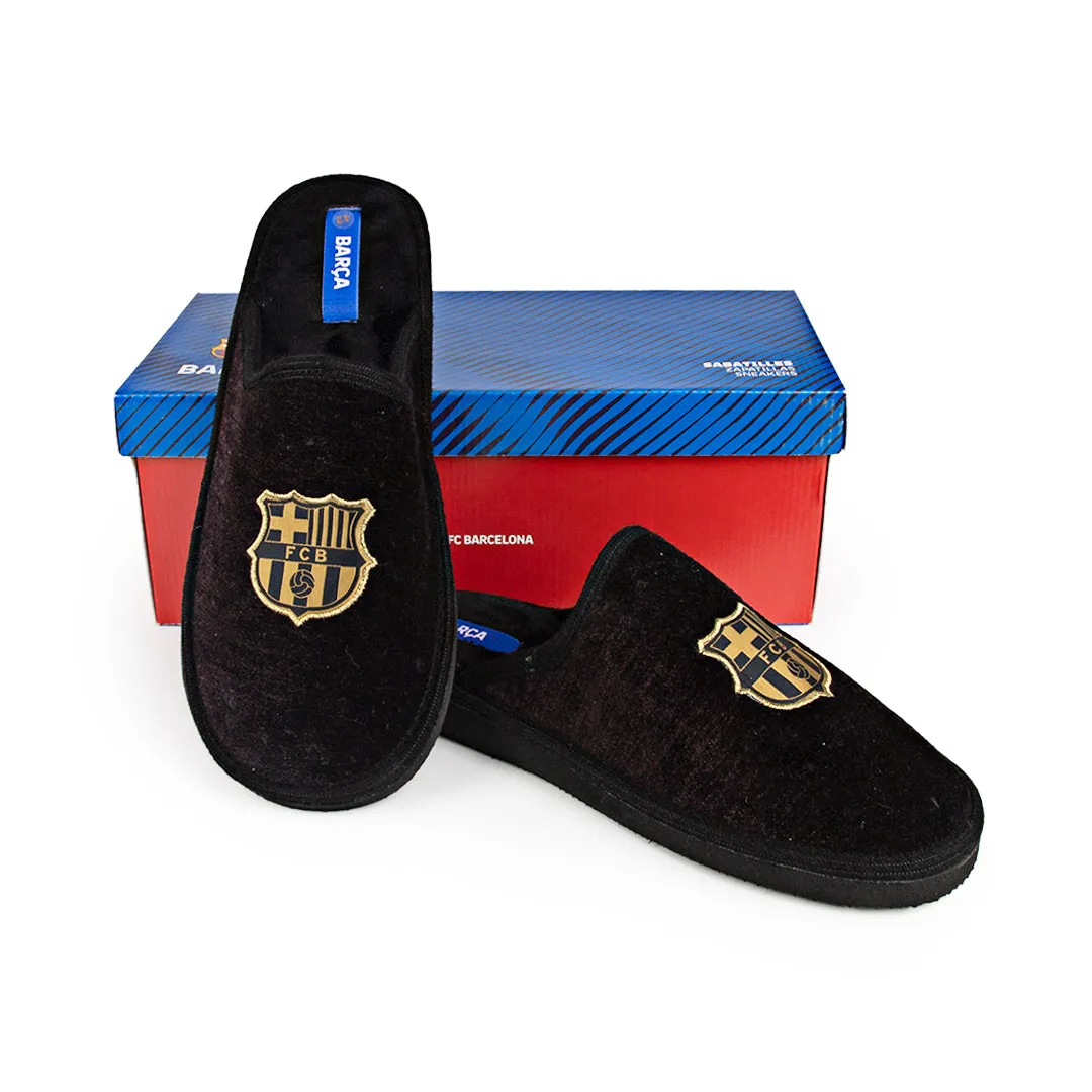 Slippers FC Barcelona Suatex Ligeras y Lisas en Negro