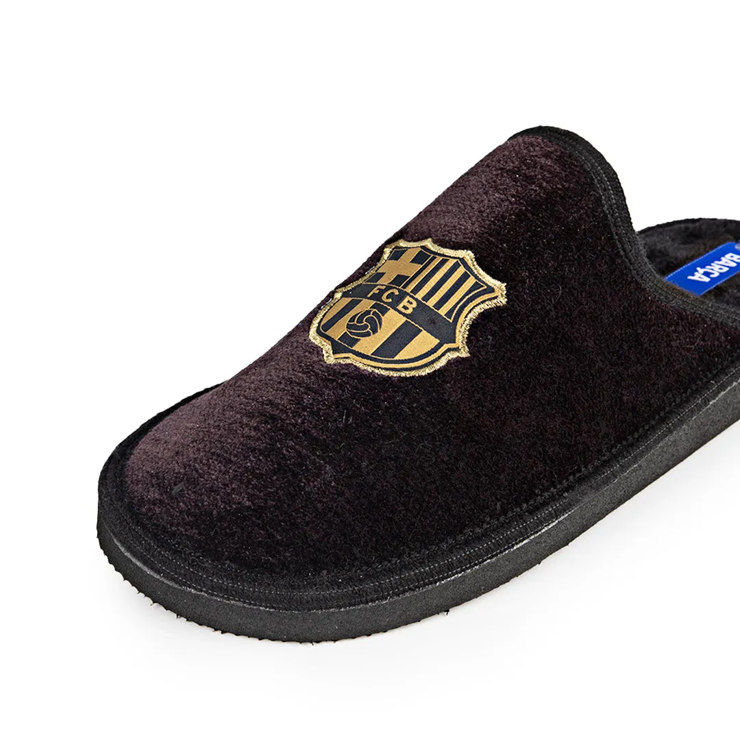 Slippers FC Barcelona Suatex Ligeras y Lisas en Negro