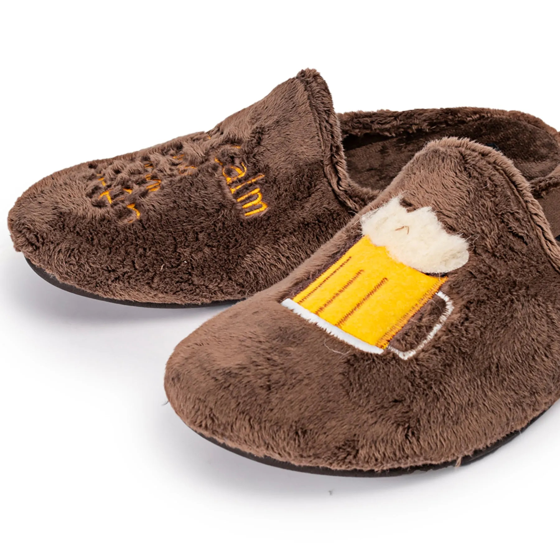 Slippers Keep Calm and Drink Beer Marrón