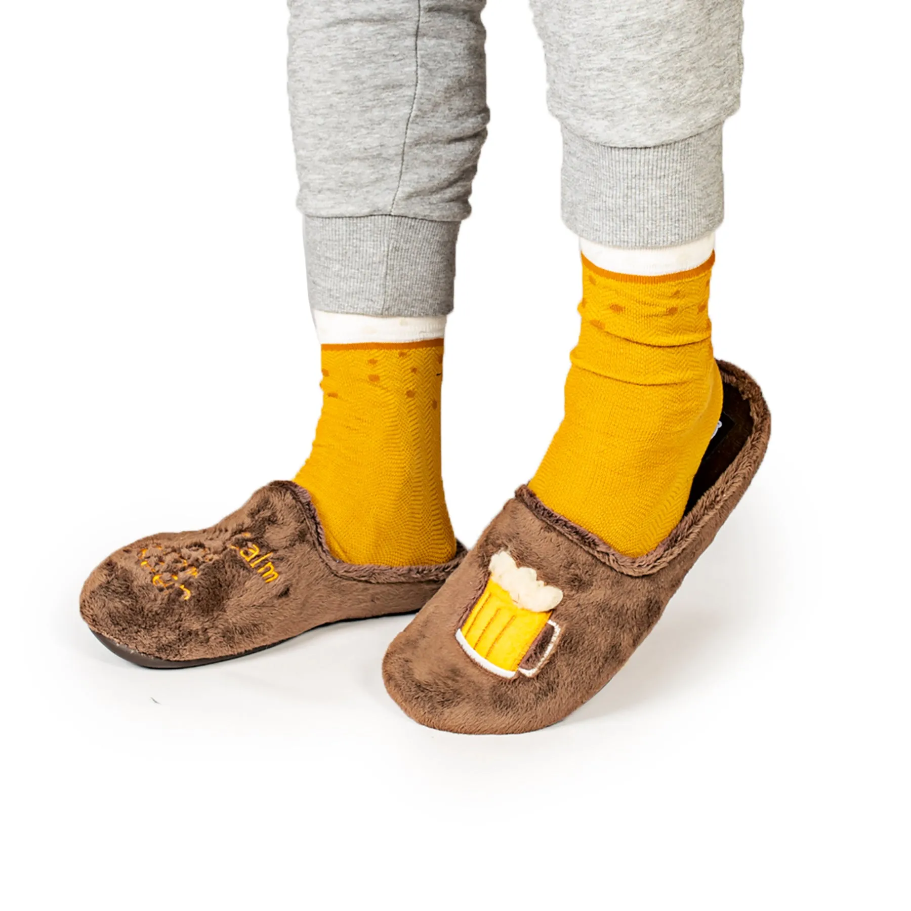 Slippers Keep Calm and Drink Beer Marrón
