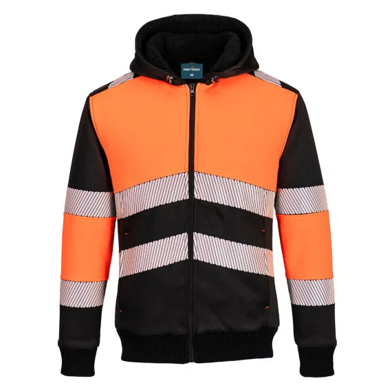 Sudadera polar de clase 1 PW3 Winter con cremallera y capucha y cintas reflectantes PORTWEST PW377