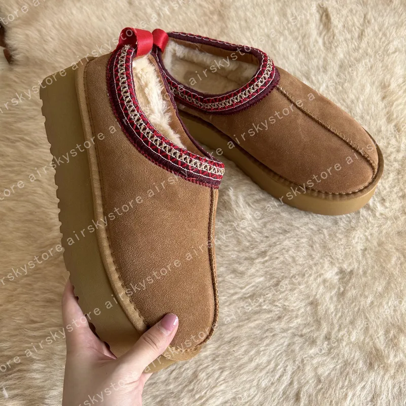 Tasman Tazzman Slippers Tazz Mostaza Semilla de castaño Toboganes de piel de oveja Classic Ultra Plataforma Boot Boot Winter Wom