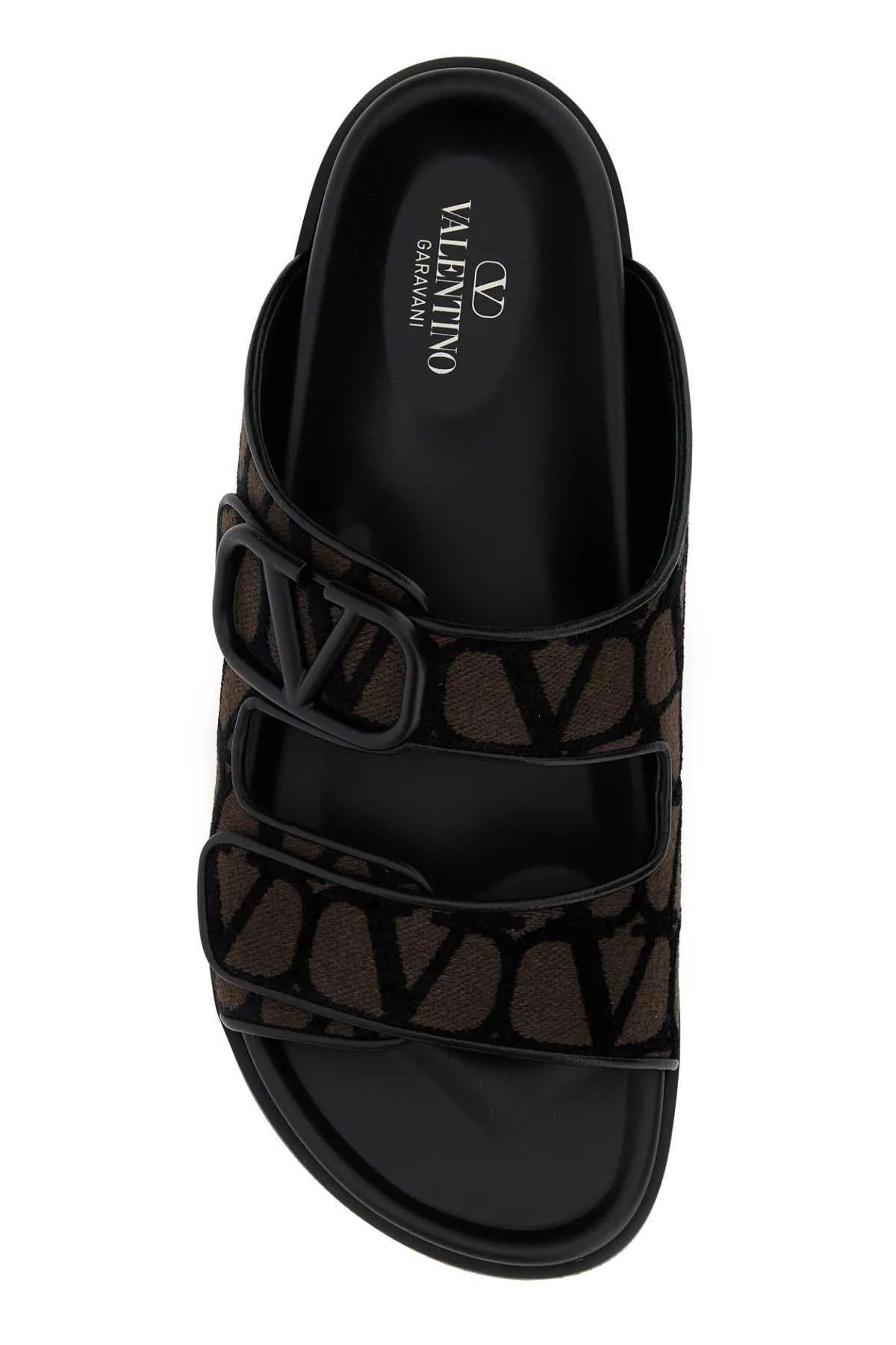 VALENTINO TOILE ICONOGRAPHE VLOGO SLIPPERS BLACKBROWN