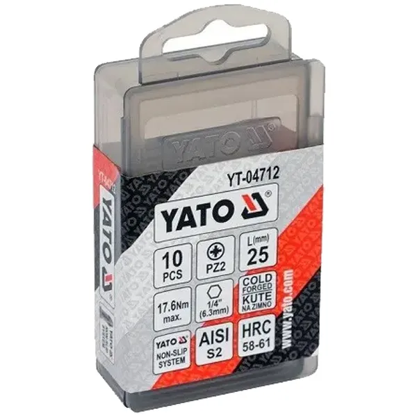 YATO  YT04712  JUEGOCABEZAS DE TORNILLO, PERFIL PZ2, 10 PIEZAS