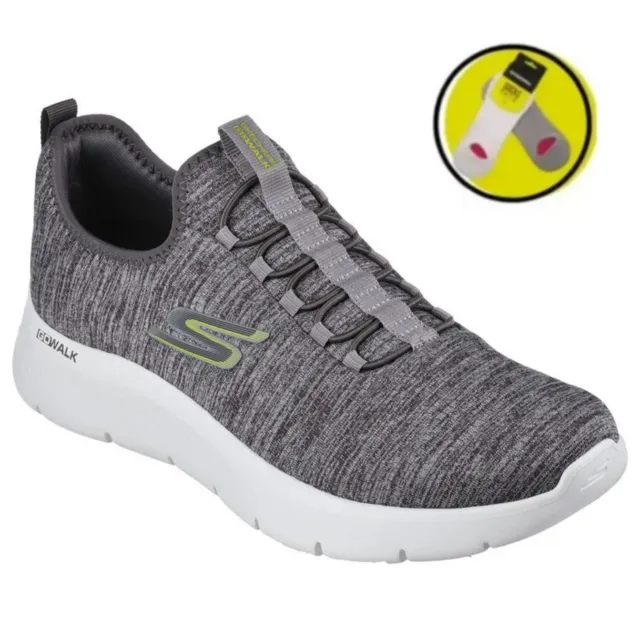 ZAPATILLA SKECHERS HOMBRE GO WALK FLEXI ULTRA  216484 GRIS + MEDIAS