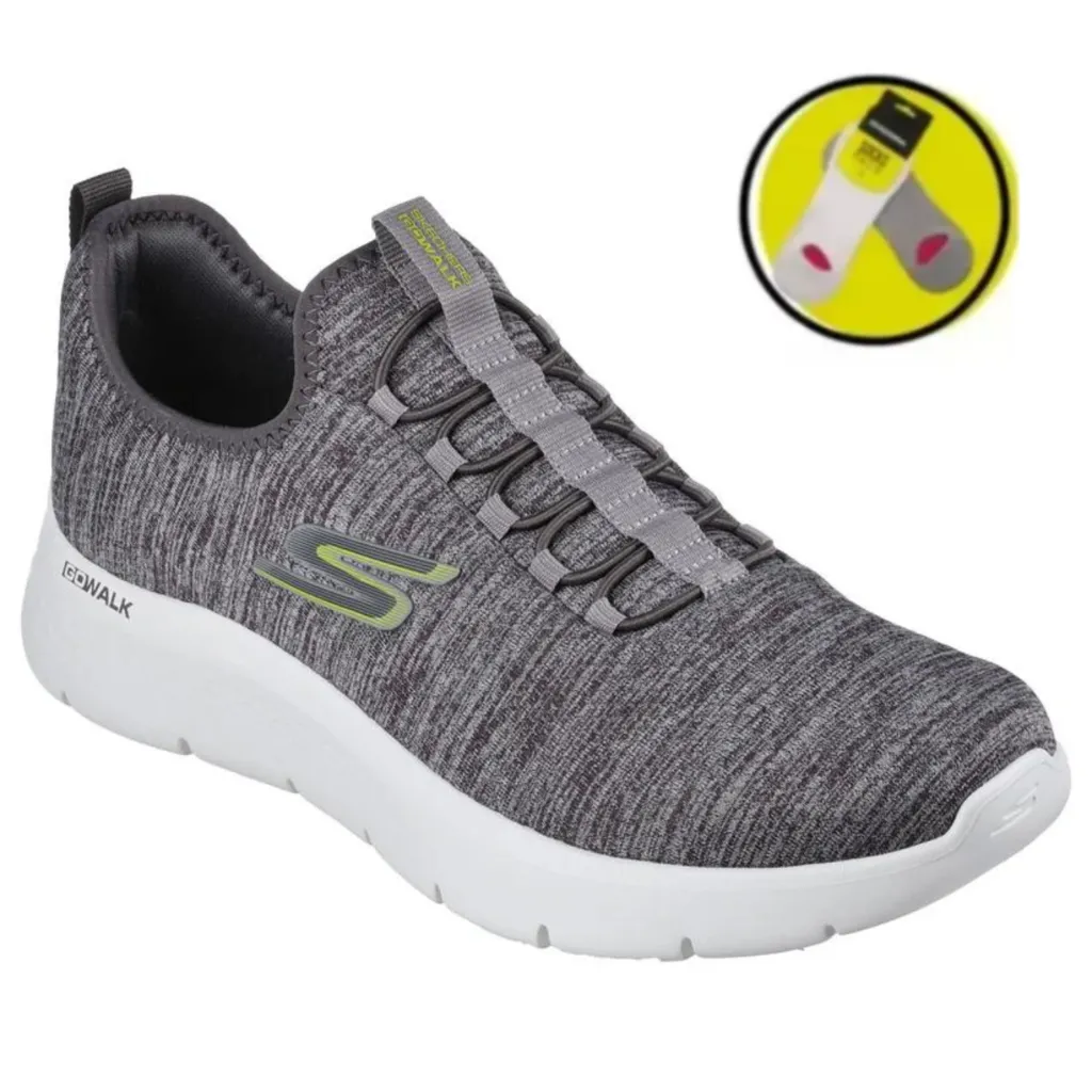 ZAPATILLA SKECHERS HOMBRE GO WALK FLEXI ULTRA  216484 GRIS + MEDIAS